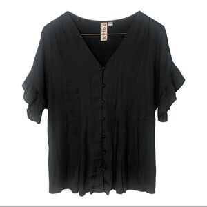 DOLAN BLOUSE, Left Coast Button Down Ruffle Sleeve, size S